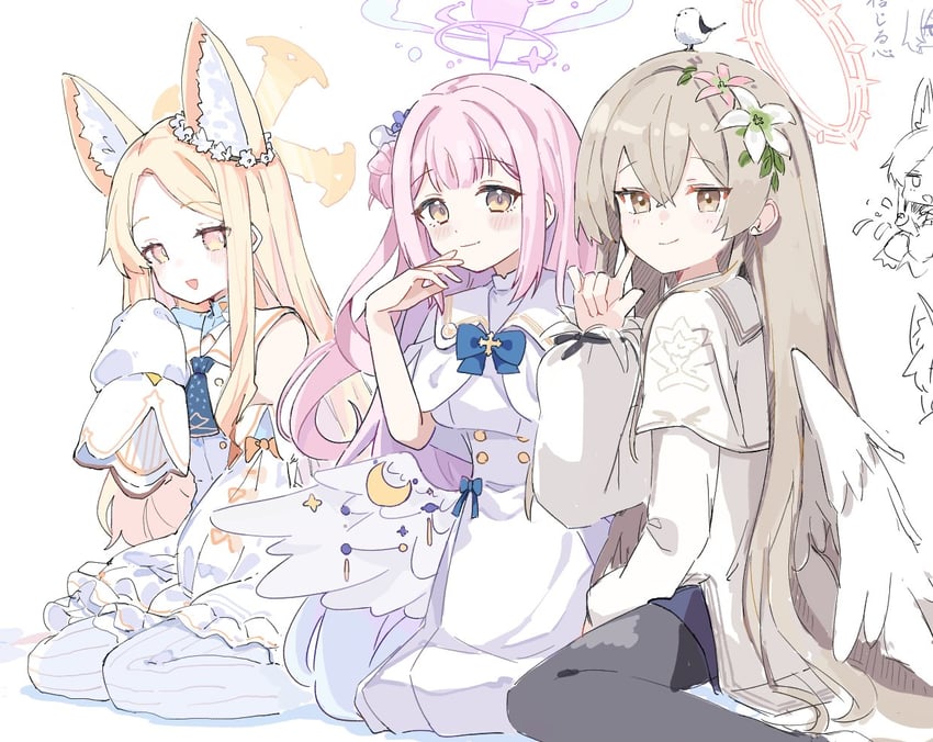 mika, seia, and nagisa (blue archive) drawn by youbi_(0ver_sd)