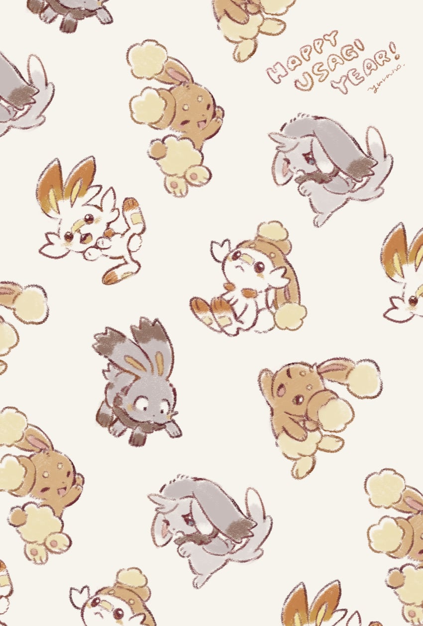 scorbunny, buneary, minccino, and bunnelby (pokemon) drawn by yurano_(upao)
