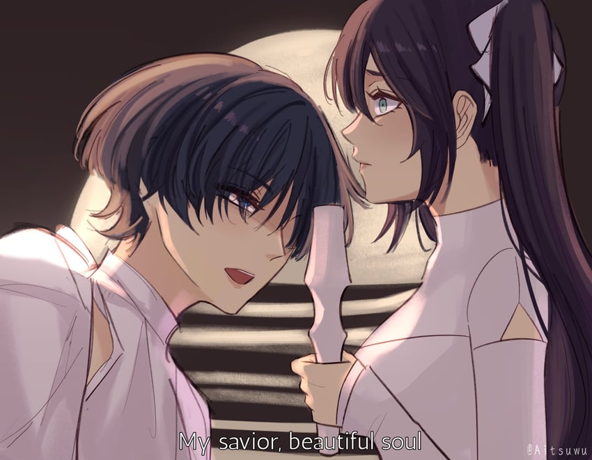 scaramouche, mona, mizi, and luka (genshin impact and 1 more) drawn by aitsuwu