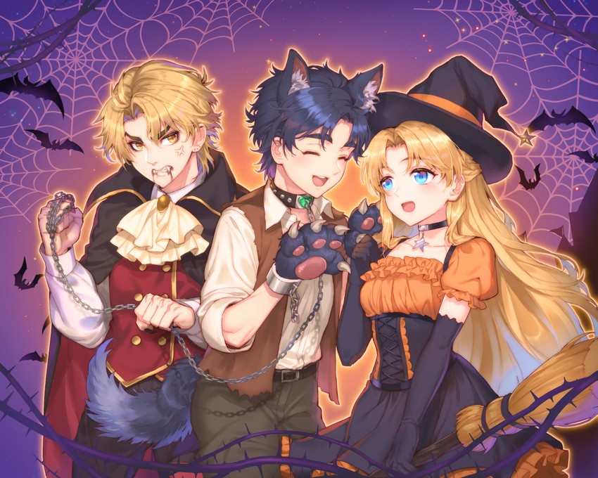 dio brando, jonathan joestar, and erina pendleton (jojo no kimyou na bouken and 1 more) drawn by nerune_j