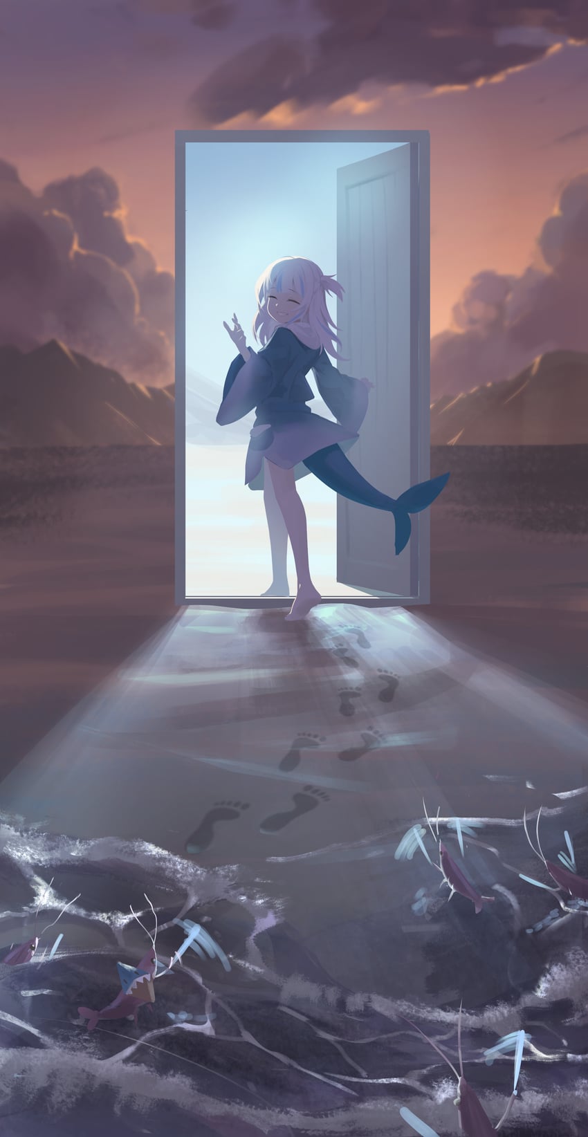 gawr gura (hololive and 2 more) drawn by hirotaka0125