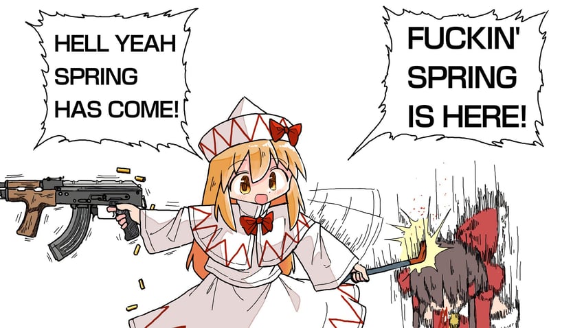 hakurei reimu and lily white (touhou) drawn by kasuya_baian