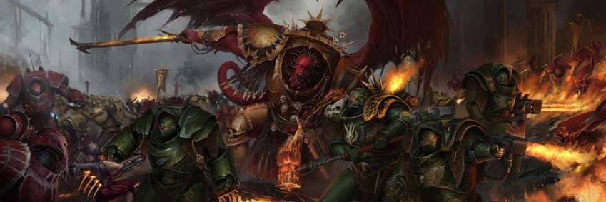 adeptus astartes, angron, vulkan, and collegia titanica (warhammer 40k) drawn by serdjek