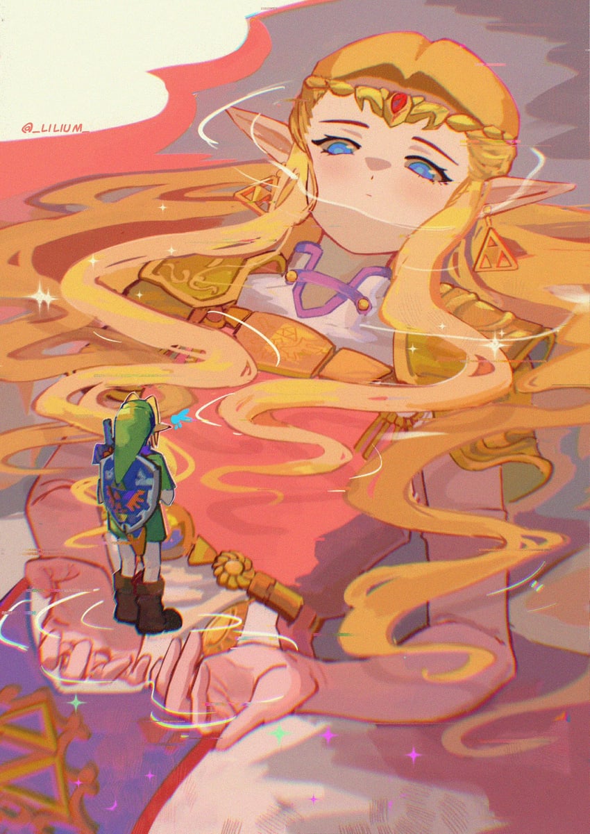 link, princess zelda, and navi (the legend of zelda and 1 more) drawn by lilium815719