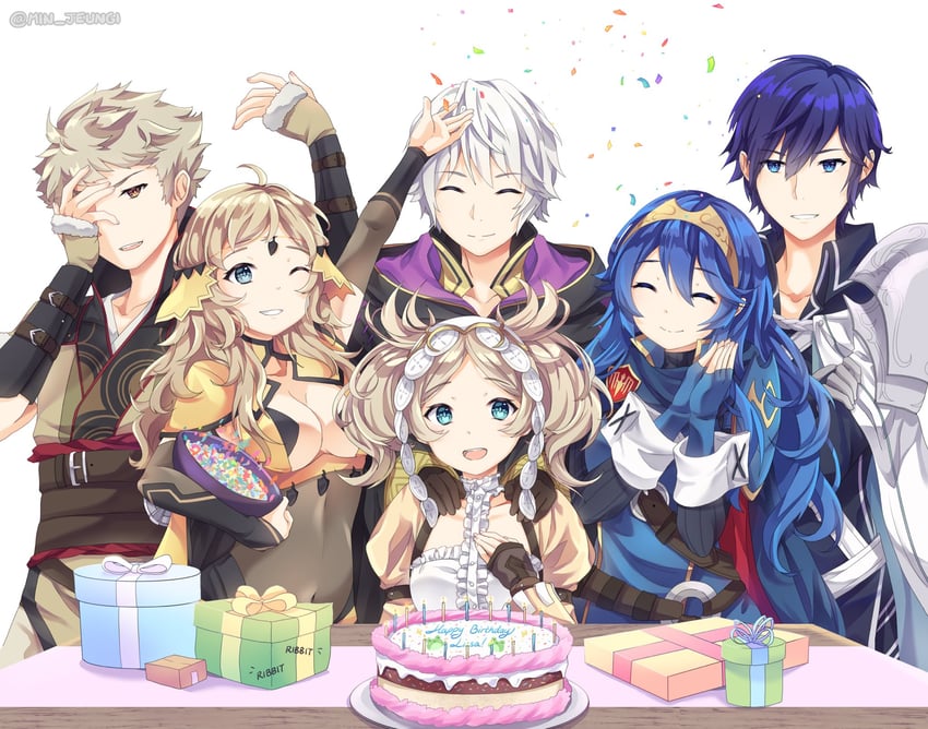 lucina, male robin, chrom, ophelia, lissa, and 1 more (fire emblem and 2 more) drawn by min_jeungi