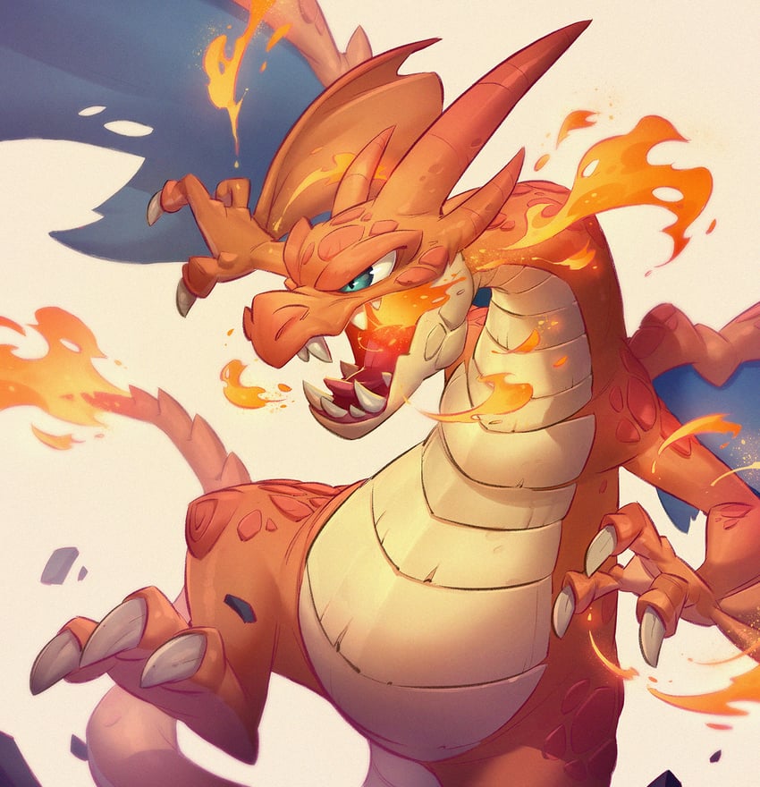 charizard and mega charizard y (pokemon) drawn by nicola_saviori