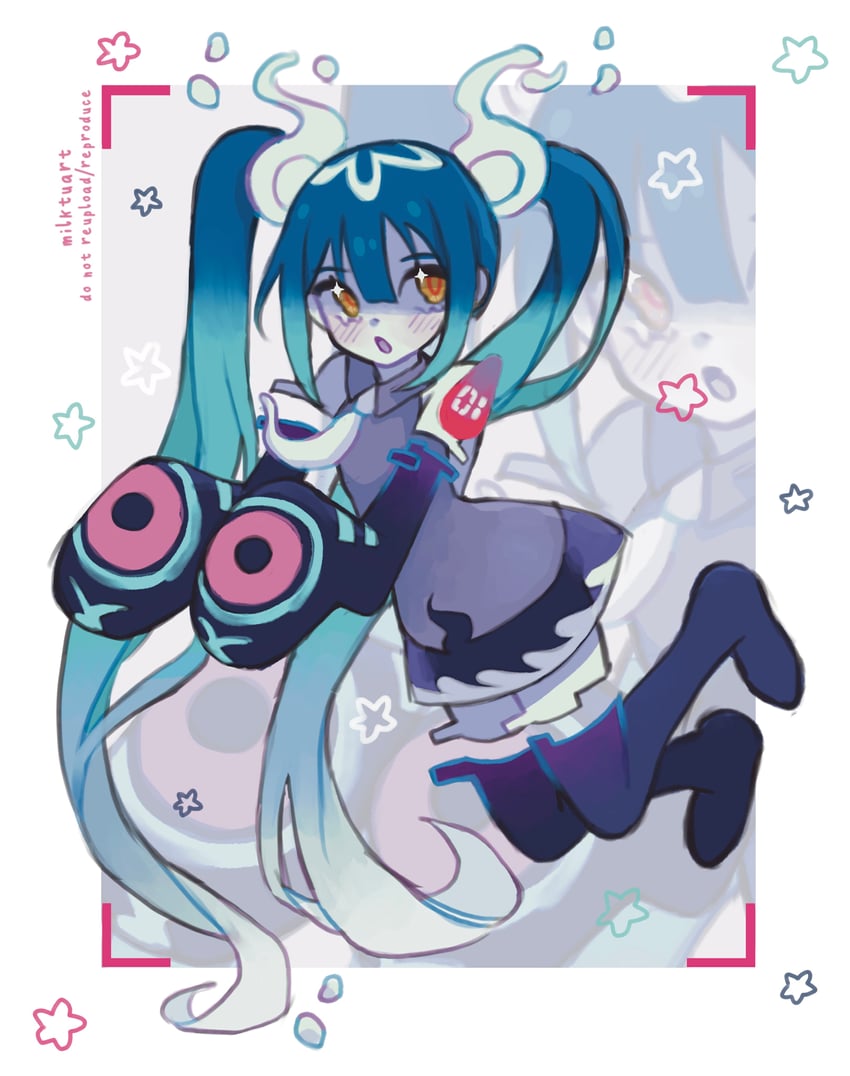 hatsune miku and ghost miku (pokemon and 2 more) drawn by milktuart