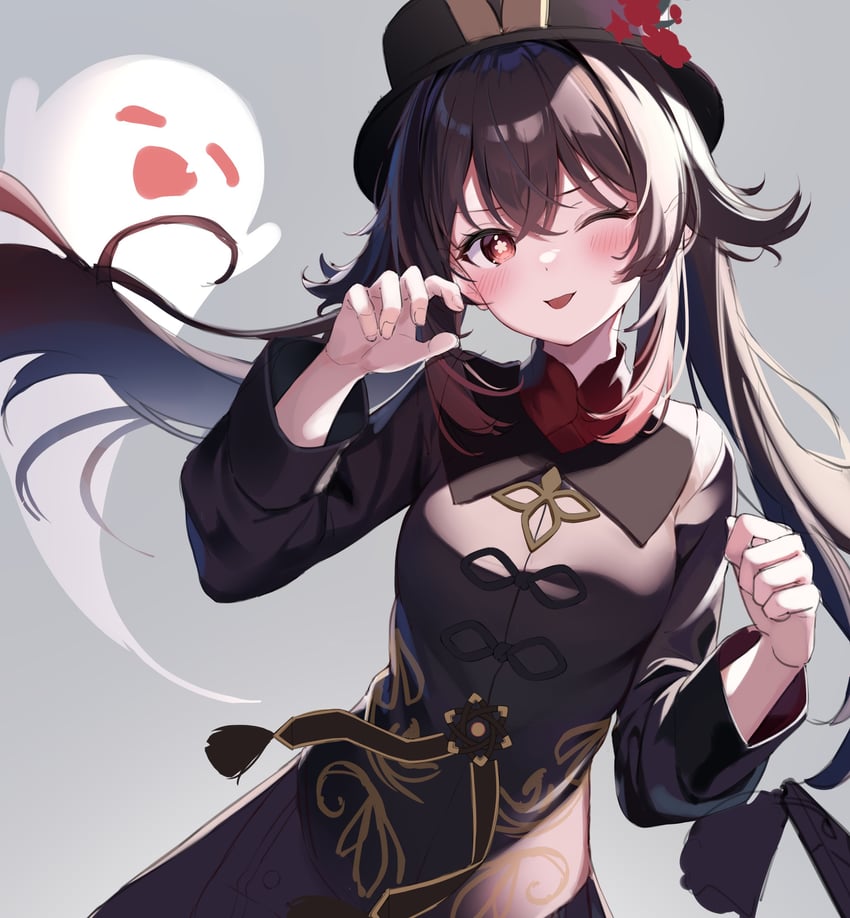 hu tao and boo tao (genshin impact) drawn by imsaibo3
