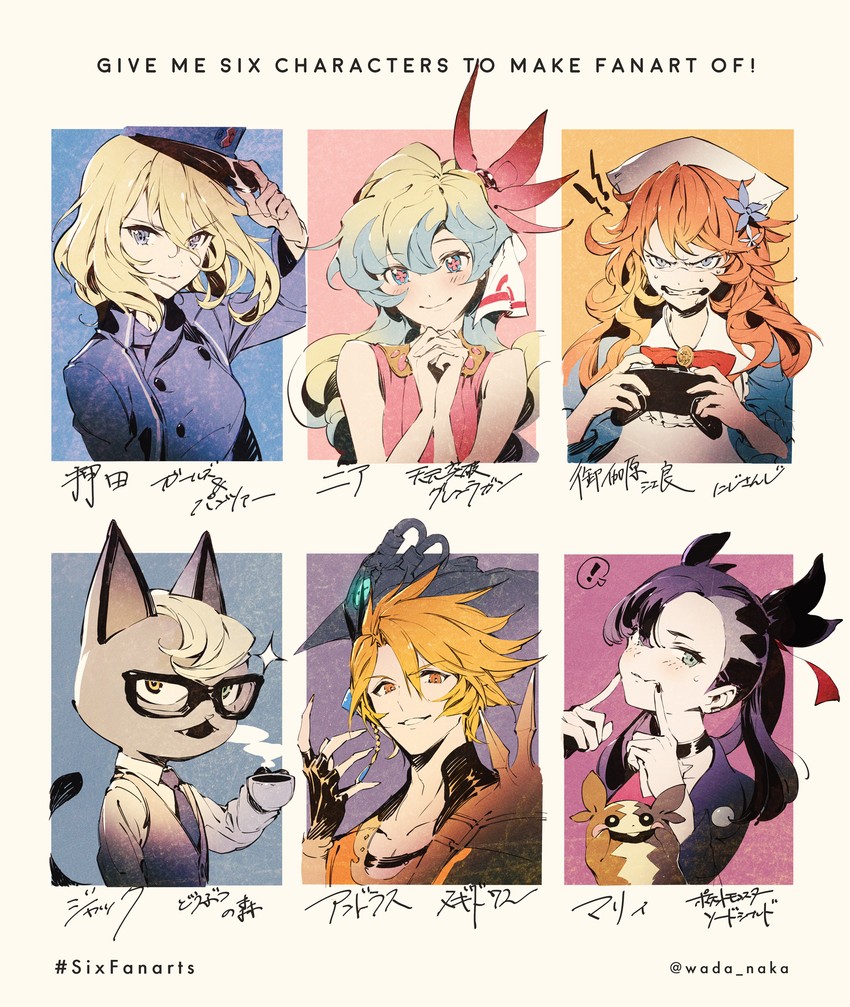 marnie, nia teppelin, morpeko, oshida, otogibara era, and 2 more (pokemon and 6 more) drawn by wadanaka
