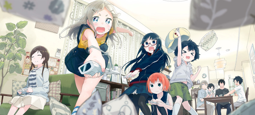 sensei, kameko, fu-girl, hiotan, umio, and 4 more (denki-gai no hon'ya-san) drawn by mizu_asato