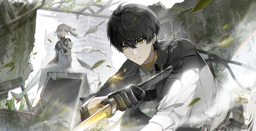 rover, male rover, and jinhsi (wuthering waves) drawn by isobe47