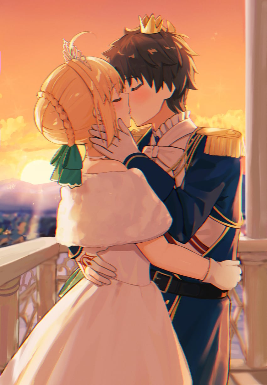 artoria pendragon, saber, and fujimaru ritsuka (fate and 2 more) drawn by bomberca309