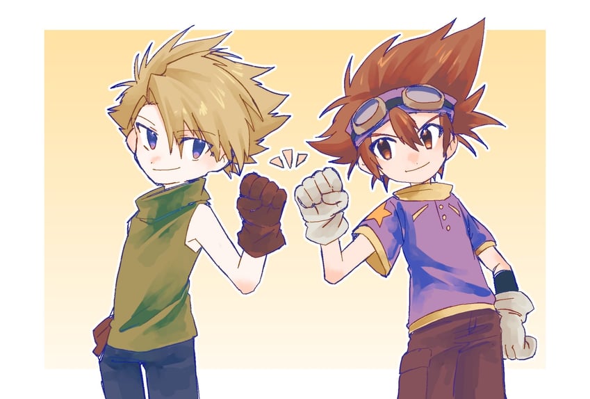 yagami taichi and ishida yamato (digimon and 1 more) drawn by megane_mochi