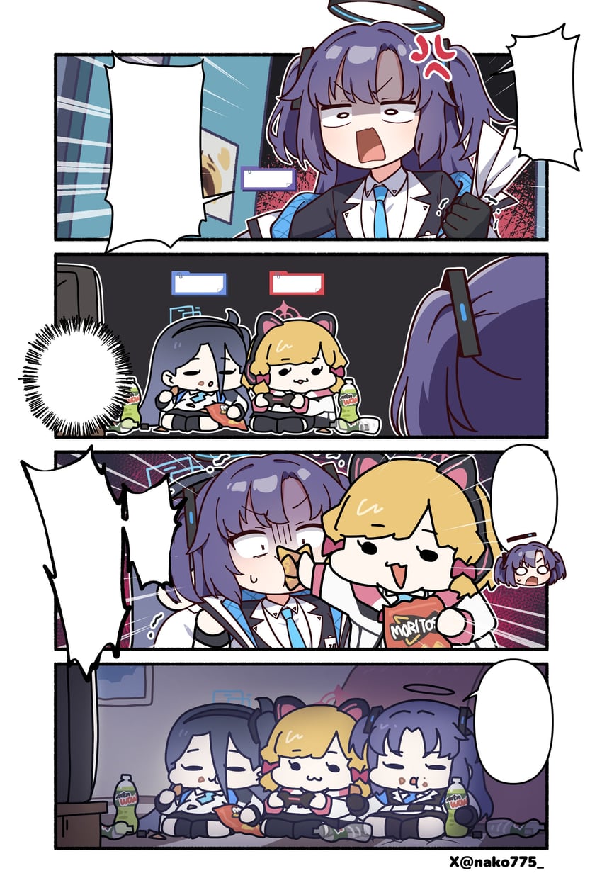 yuuka, aris, and momoi (blue archive and 1 more) drawn by nako775