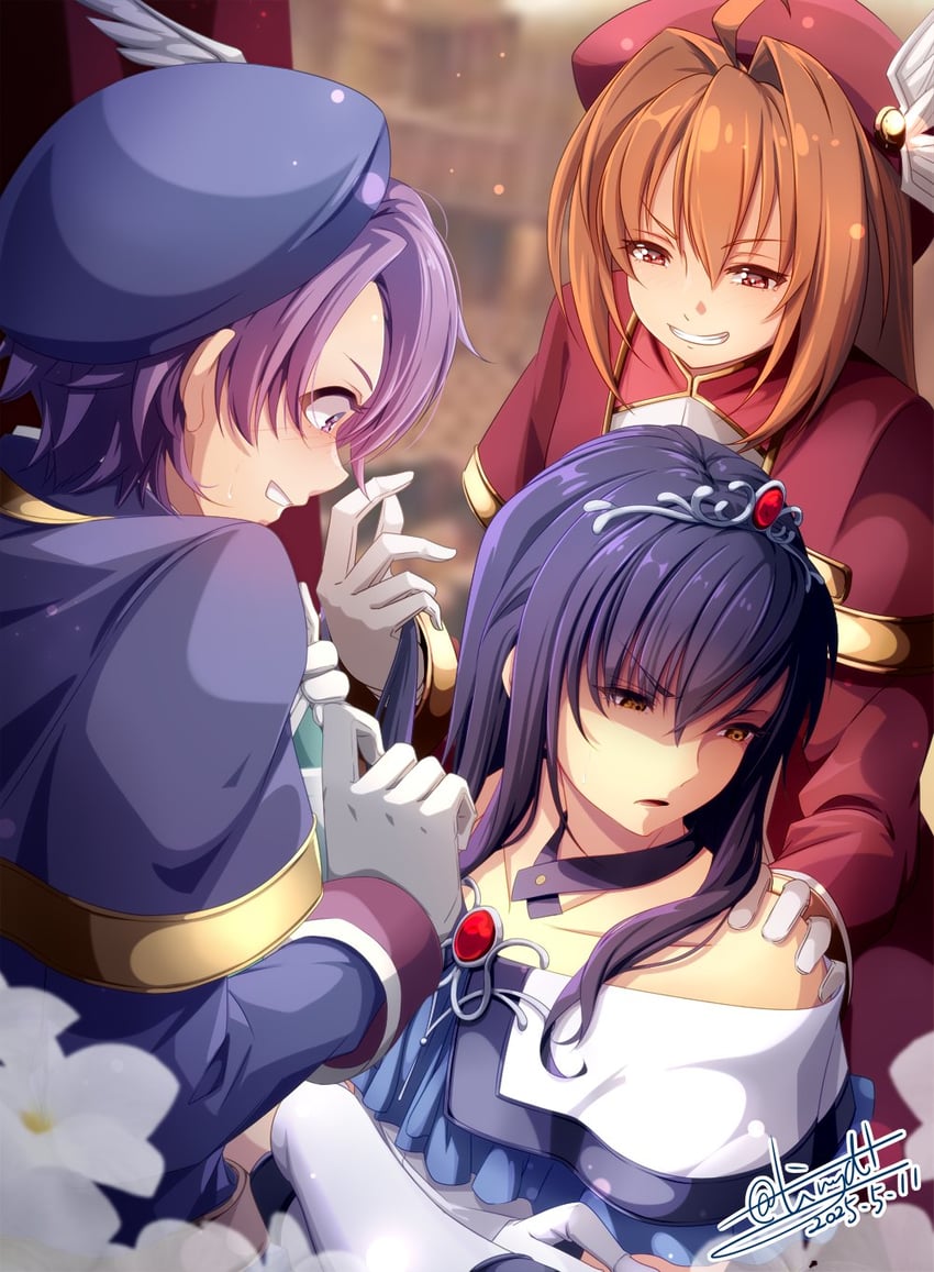estelle bright, joshua bright, and kloe rinz (eiyuu densetsu and 1 more) drawn by tinybiard