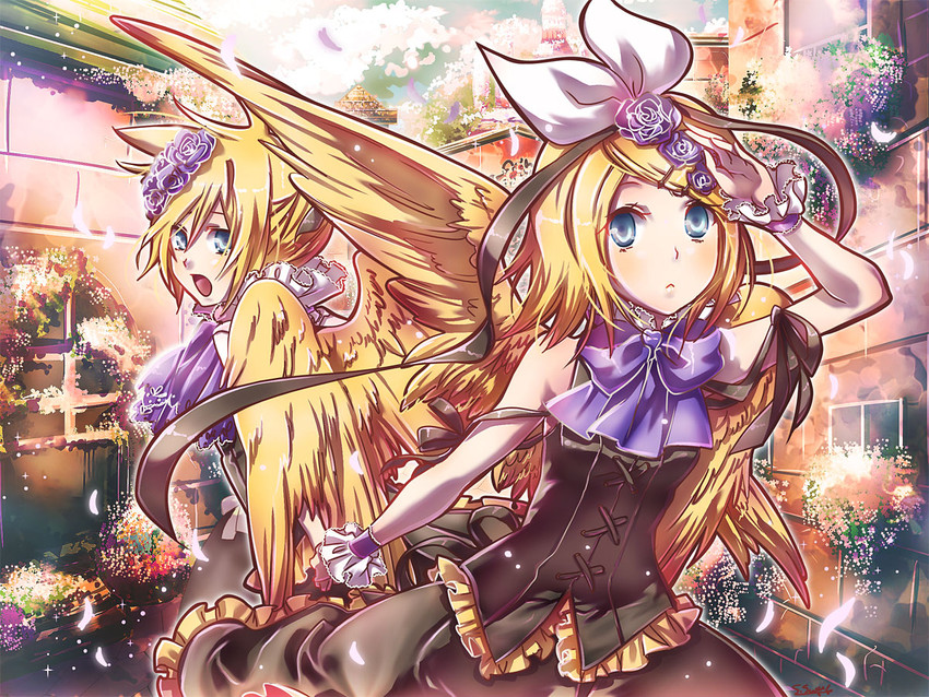 kagamine rin and kagamine len (vocaloid) drawn by suou_sakura