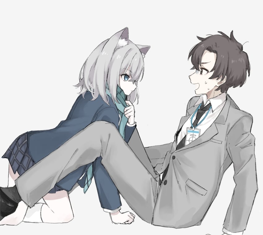 sensei and shiroko (blue archive and 1 more) drawn by oshio_(baniniwana)