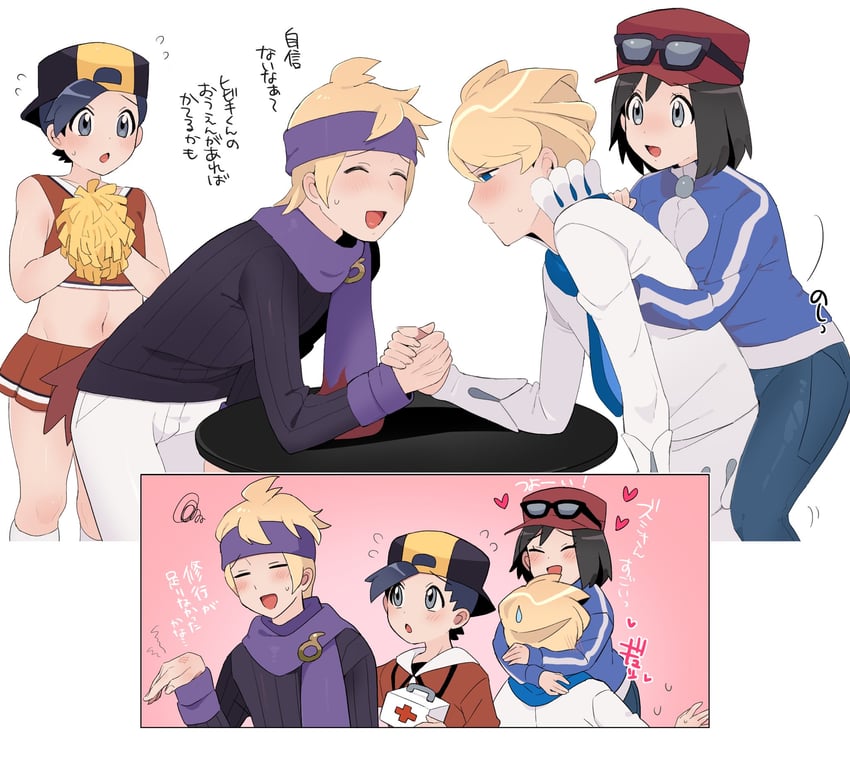 ethan, calem, morty, and siebold (pokemon and 2 more) drawn by sana_(37pisana)