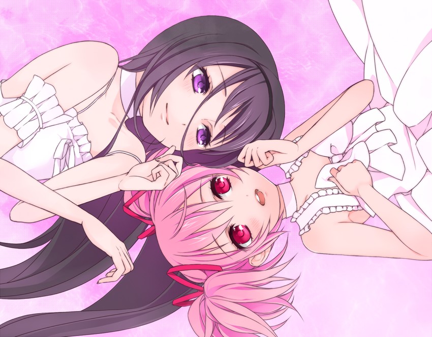 akemi homura and kaname madoka (mahou shoujo madoka magica and 1 more) drawn by mitsuwo320