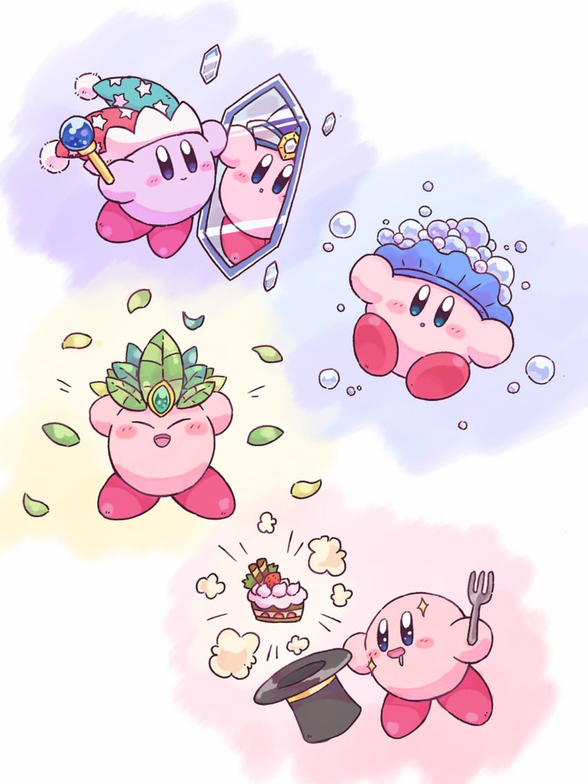 kirby, mirror kirby, leaf kirby, and bubble kirby (kirby) drawn by harukui