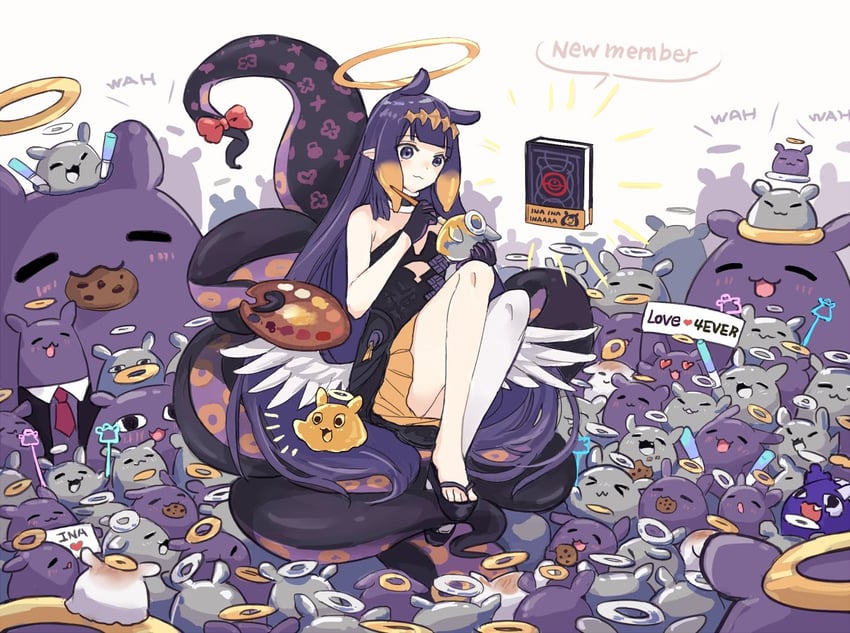 ninomae ina'nis, takodachi, and ao-chan (hololive and 1 more) drawn by yuuyu_(777)