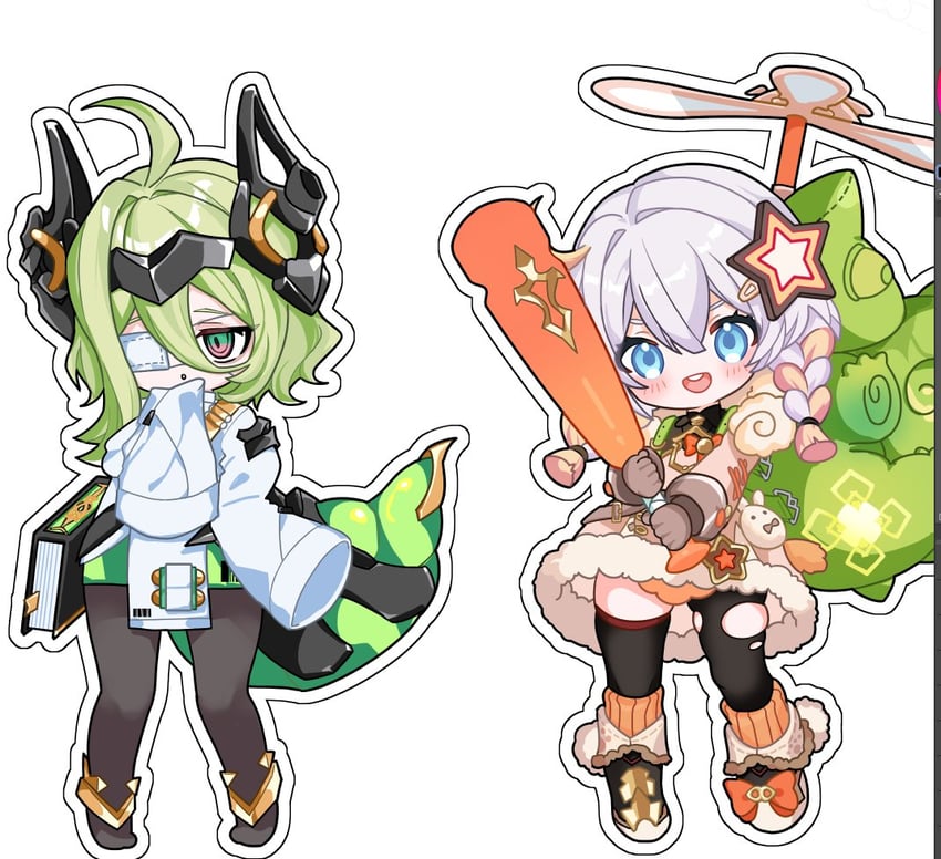 dodoco, klein, and elf kiana (genshin impact and 3 more) drawn by arin_(1010_ssu)