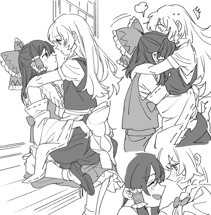 hakurei reimu and kirisame marisa (touhou) drawn by mero_(starfish_jcs)