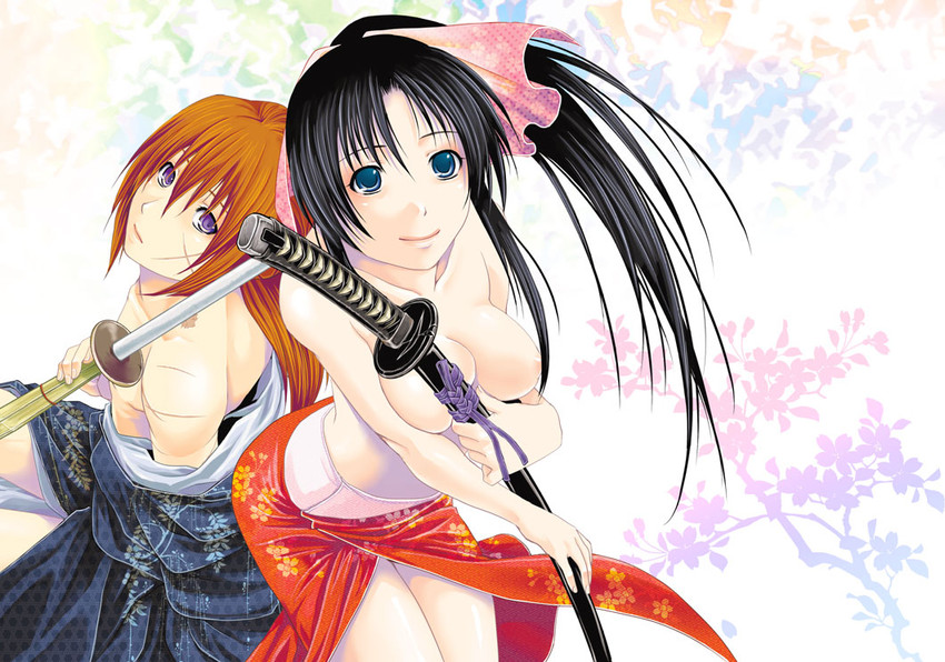 himura kenshin and kamiya kaoru (rurouni kenshin) drawn by nameko_(mds)