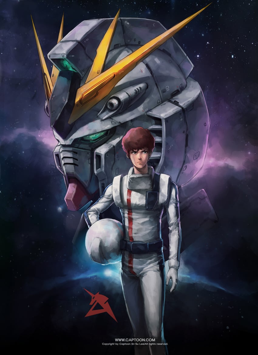 amuro ray and nu gundam (gundam and 1 more) drawn by captoon
