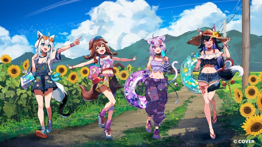 shirakami fubuki, nekomata okayu, ookami mio, inugami korone, sukonbu, and 3 more (hololive) drawn by rainys_bill