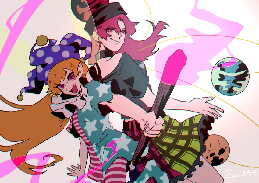 clownpiece and hecatia lapislazuli (touhou) drawn by raya_(uk_0128)