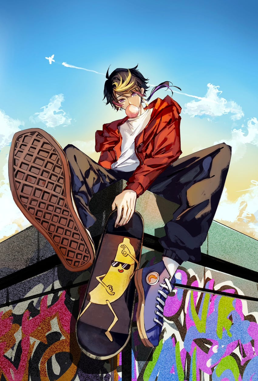 shu yamino and cool banana (nijisanji and 2 more) drawn by fiiiishhhhhhhhh