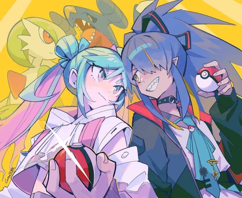 hatsune miku, gardevoir, and garchomp (pokemon and 3 more) drawn by coral_(coral_l33)