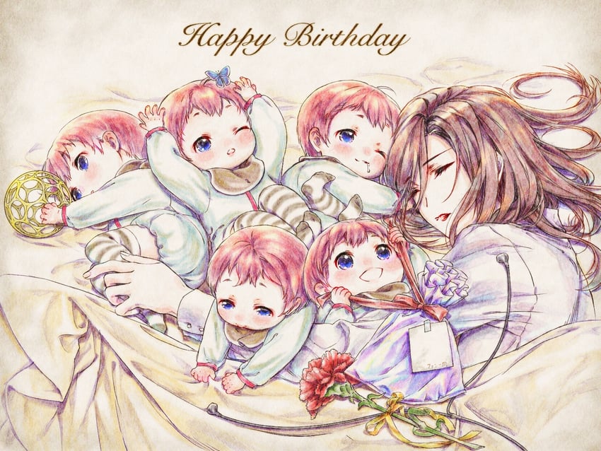 nakano nino, nakano miku, nakano yotsuba, nakano itsuki, nakano ichika, and 1 more (go-toubun no hanayome) drawn by yu_(flowerbird3830)