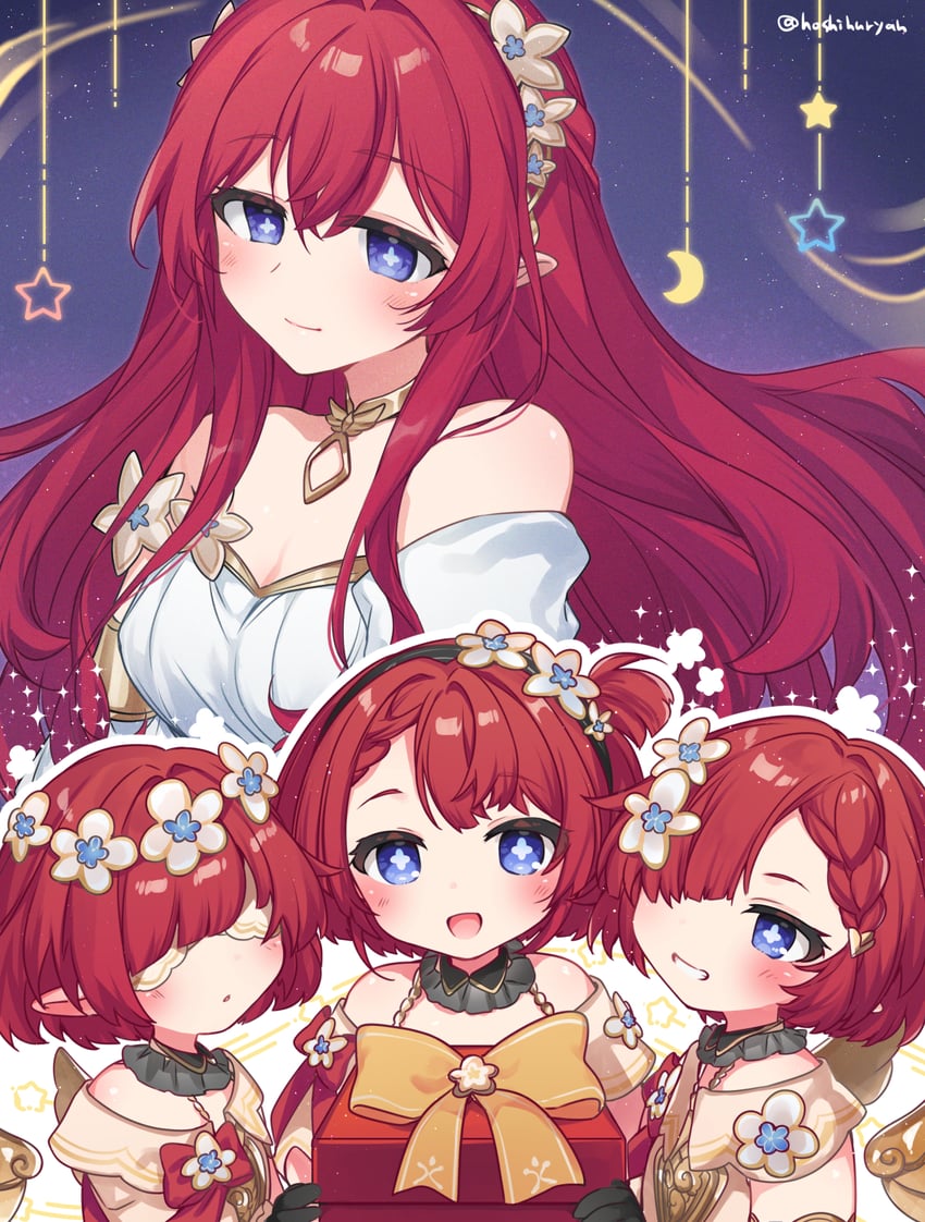 tribbie, trianne, trinnon, and tribios (honkai and 1 more) drawn by hoshihuri