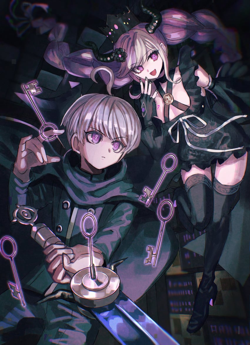 shinigami and yuma kokohead (master detective archives: rain code) drawn by visket53