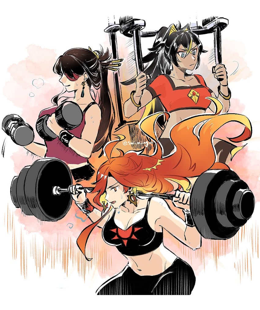 beidou, mavuika, and dehya (genshin impact) drawn by rem_sleep