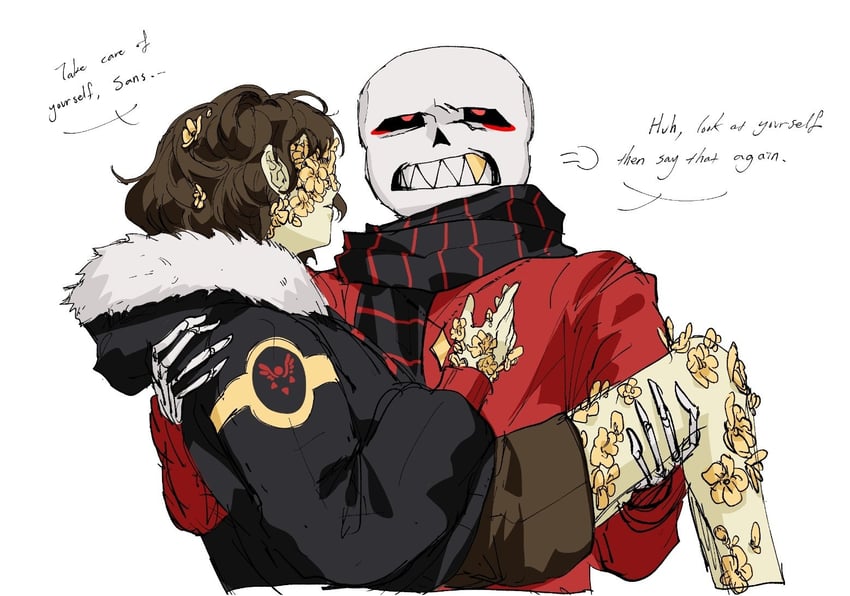 frisk and sans (undertale and 1 more) drawn by lina_gtk