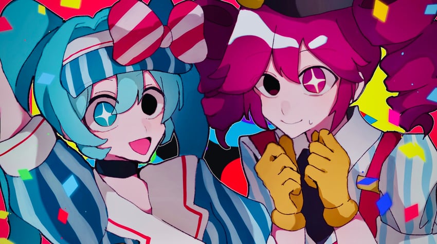 hatsune miku and kasane teto (vocaloid and 2 more) drawn by agyo_(ikayaki5252)