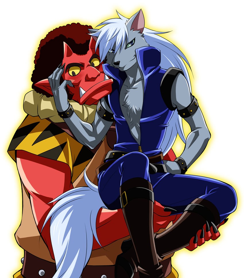 wolfrun and akaooni (precure and 1 more) drawn by wauwa