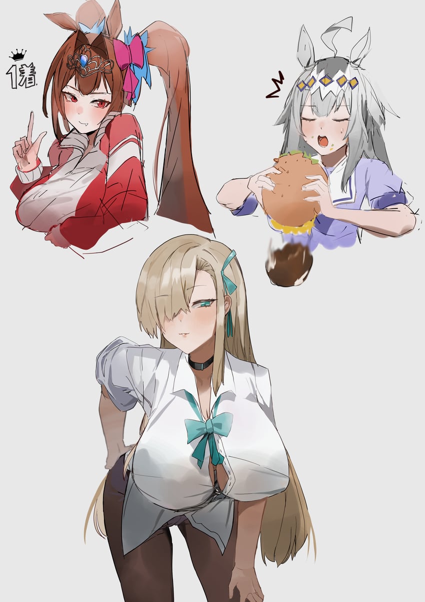 asuna, daiwa scarlet, and oguri cap (blue archive and 1 more) drawn by fish_(red_star_child)