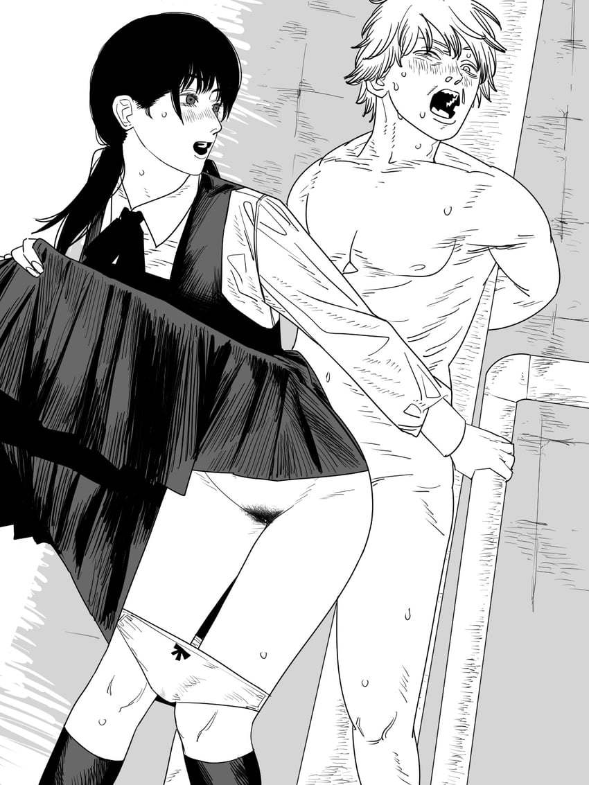 denji and mitaka asa (chainsaw man) drawn by nanami_toga