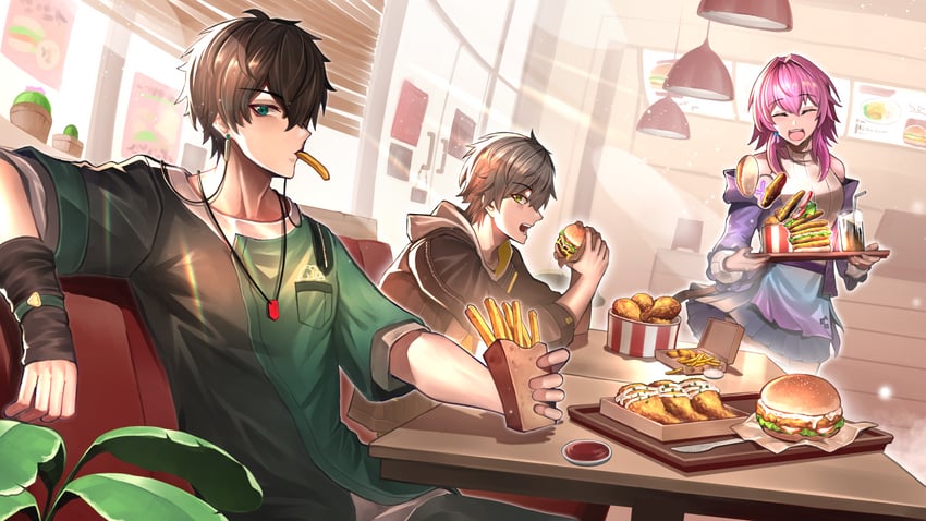 trailblazer, caelus, march 7th, and dan heng (honkai and 1 more) drawn by fu1ai