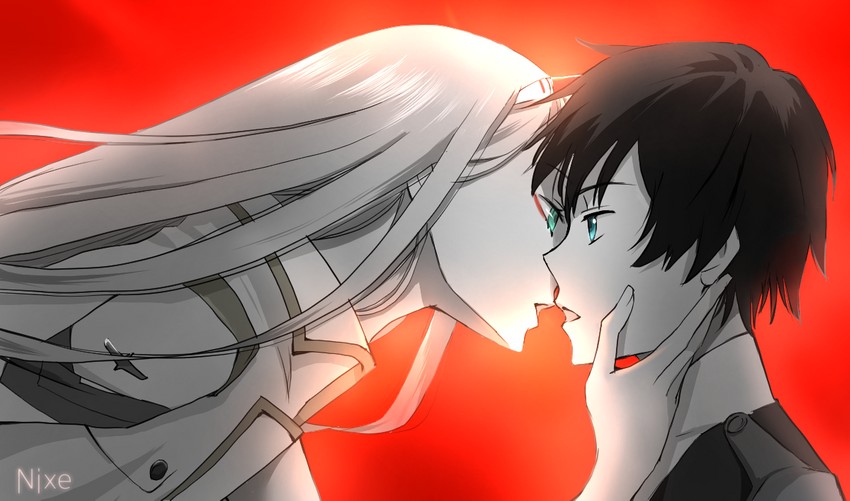 zero two and hiro (darling in the franxx) drawn by nixe_undine