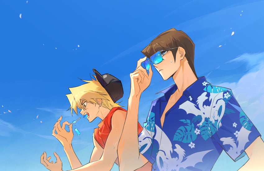 kaiba seto and jonouchi katsuya (yu-gi-oh! and 1 more) drawn by inkerpape