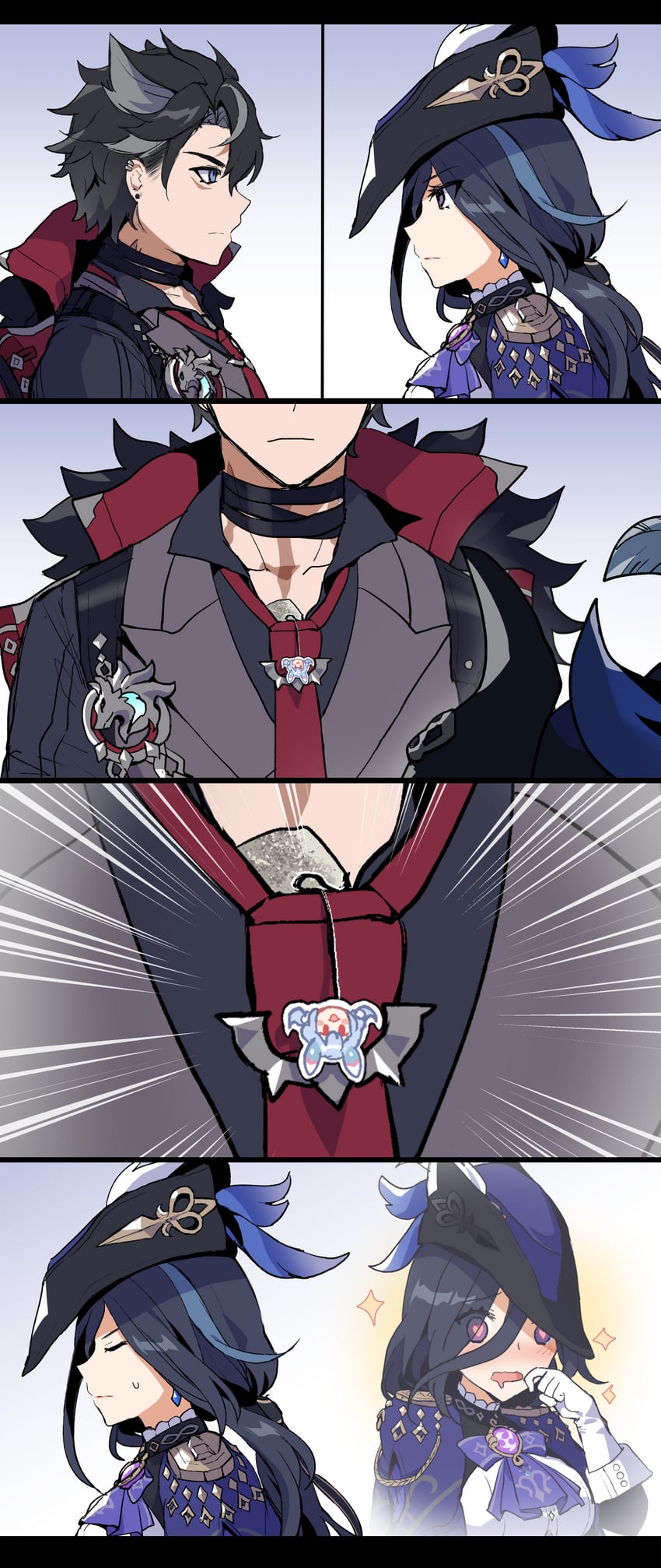 clorinde, wriothesley, and sigewinne (genshin impact) drawn by sakana_(fishchunk)