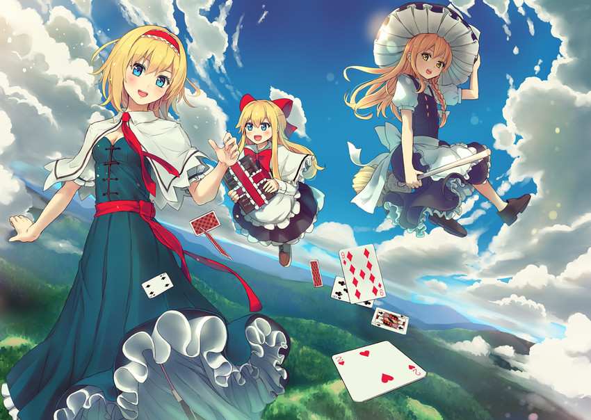 kirisame marisa, alice margatroid, and shanghai doll (touhou) drawn by culter