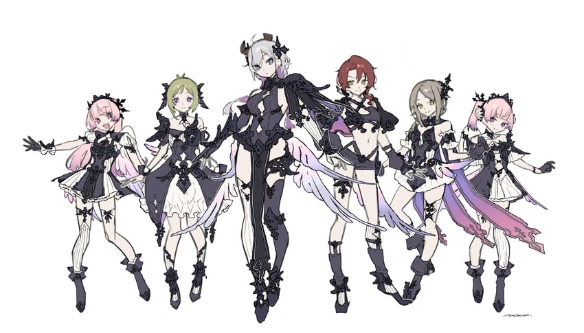 firis mistlud, suelle malen, lydie malen, valeria, heidi, and 1 more (atelier and 3 more) drawn by noco_(adamas)