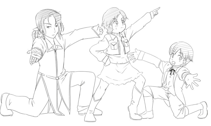 otonashi saya, hagi, and miyagusuku riku (suzumiya haruhi no yuuutsu and 1 more) drawn by youkan