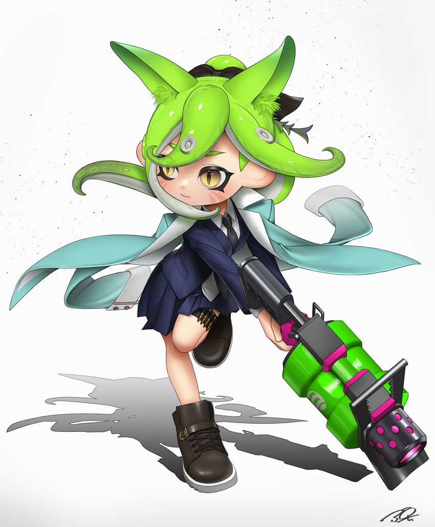 octoling player character and octoling girl (splatoon) drawn by puchiman